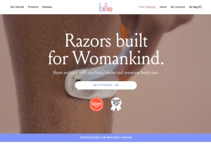 How mybillie.com looks like on a tablet such as an iPad.