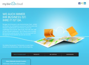 How mybizcloud.at looks like on a tablet such as an iPad.