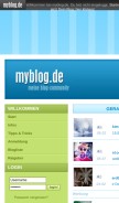 How myblog.de looks like on a mobile device such as an iPhone.