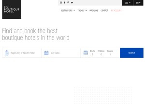 How myboutiquehotel.com looks like on a tablet such as an iPad.