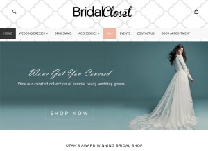 How mybridalcloset.com looks like on a tablet such as an iPad.