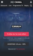 How mycanal.fr looks like on a mobile device such as an iPhone.