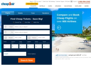 How mycheapoair.com looks like on a tablet such as an iPad.
