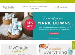 How mychelle.com looks like on a tablet such as an iPad.