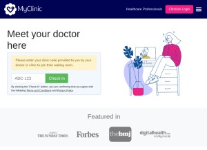 How myclinic.com looks like on a tablet such as an iPad.