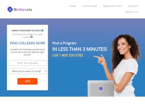 How mycollegelaptop.com looks like on a tablet such as an iPad.