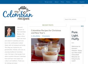 How mycolombianrecipes.com looks like on a tablet such as an iPad.
