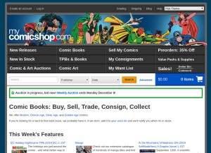 How mycomicshop.com looks like on a tablet such as an iPad.