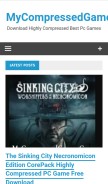 How mycompressedgames.com looks like on a mobile device such as an iPhone.