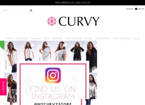 How mycurvystore.com looks like on a tablet such as an iPad.