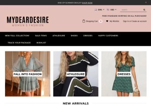 How mydeardesire.com looks like on a tablet such as an iPad.