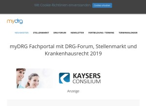 How mydrg.de looks like on a tablet such as an iPad.