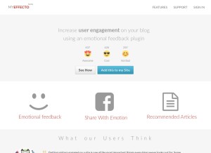 How myeffecto.com looks like on a tablet such as an iPad.