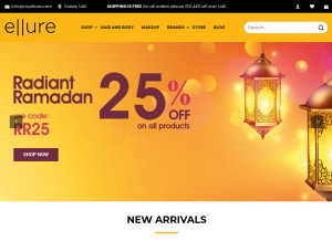 How myellure.com looks like on a tablet such as an iPad.