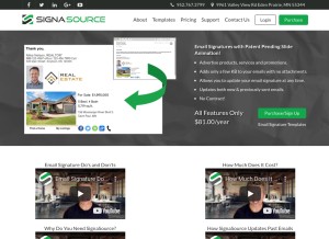 How myesig.com looks like on a tablet such as an iPad.
