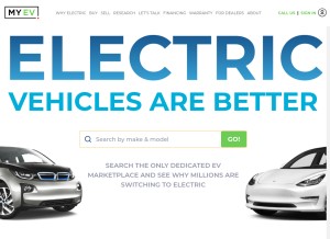 How myev.com looks like on a tablet such as an iPad.