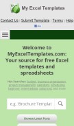 How myexceltemplates.com looks like on a mobile device such as an iPhone.