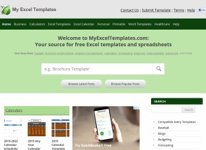How myexceltemplates.com looks like on a tablet such as an iPad.