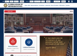 How myfloridahouse.gov looks like on a tablet such as an iPad.