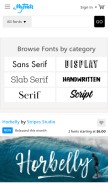 How myfonts.com looks like on a mobile device such as an iPhone.