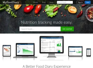 How myfooddiary.com looks like on a tablet such as an iPad.