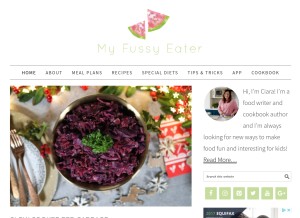 How myfussyeater.com looks like on a tablet such as an iPad.