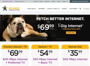 How mygrande.com looks like on a tablet such as an iPad.
