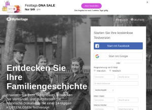 How myheritage.de looks like on a tablet such as an iPad.
