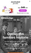 How myheritage.dk looks like on a mobile device such as an iPhone.