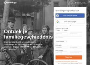 How myheritage.nl looks like on a tablet such as an iPad.