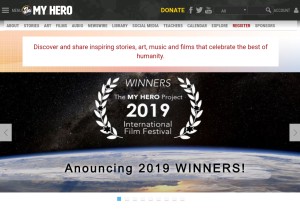 How myhero.com looks like on a tablet such as an iPad.
