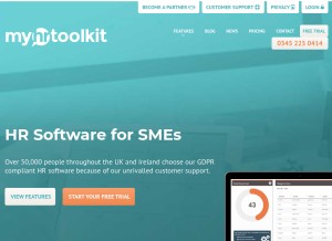 How myhrtoolkit.com looks like on a tablet such as an iPad.