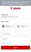 How myid.canon looks like on a mobile device such as an iPhone.