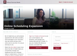 How myiuhealth.org looks like on a tablet such as an iPad.