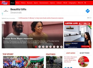 How myjoyonline.com looks like on a tablet such as an iPad.