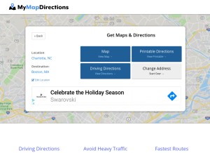 How mymapdirections.com looks like on a tablet such as an iPad.