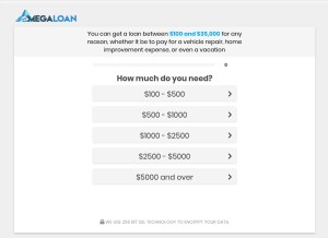 How mymegaloan.com looks like on a tablet such as an iPad.