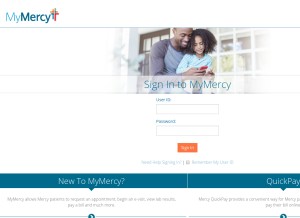 How mymercy.net looks like on a tablet such as an iPad.