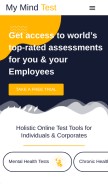 How mymindtest.com looks like on a mobile device such as an iPhone.