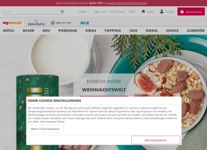 How mymuesli.com looks like on a tablet such as an iPad.
