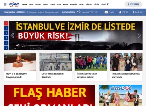 How mynet.com looks like on a tablet such as an iPad.