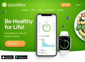How mynetdiary.com looks like on a tablet such as an iPad.