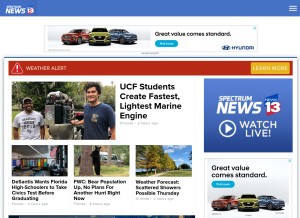 How mynews13.com looks like on a tablet such as an iPad.