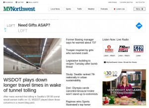 How mynorthwest.com looks like on a tablet such as an iPad.