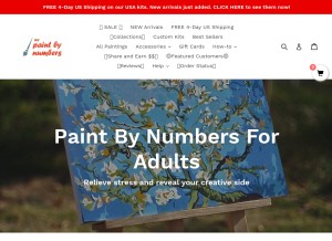 How mypaintbynumbers.com looks like on a tablet such as an iPad.