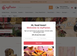 How mypanier.com looks like on a tablet such as an iPad.