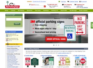 How myparkingsign.com looks like on a tablet such as an iPad.