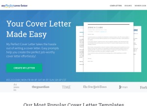 How myperfectcoverletter.com looks like on a tablet such as an iPad.