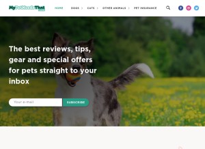 How mypetneedsthat.com looks like on a tablet such as an iPad.