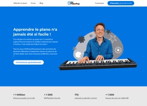 How mypianopop.com looks like on a tablet such as an iPad.
